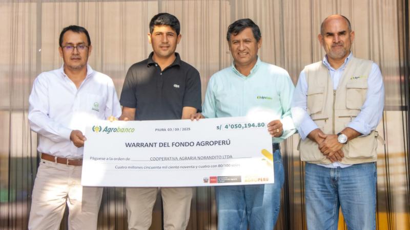 Cooperativa Agraria Norandino recibe crédito por S/ 4 millones de Agrobanco