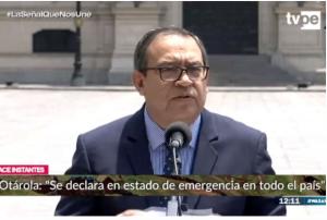 Consejo de Ministros aprobó la declaratoria del estado de emergencia en todo el país por 30 días calendario